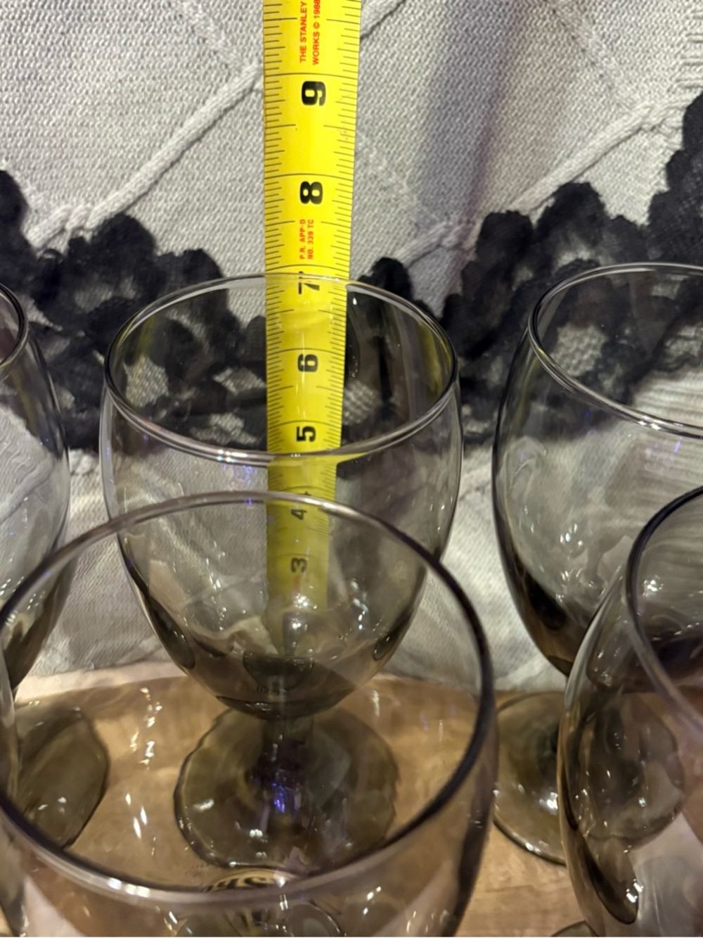 4 Vintage Libbey Smoke Gray Glass Water Wine Goblets 7 inches - Picture 6 of 6